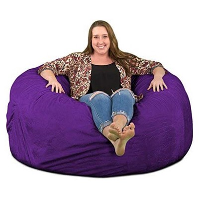Ultimate Sack 6ft Bean Bag Chair, Oversized Comfortable Indoor Floor Lounger, Giant Foam-Filled Furniture for Relaxing, Purple Suede