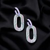 Slickblue Women's Drop Earrings, Oval Shape with Glitter Acrylic, Matte Finish, Hoop Closure, Color Options, 2-1/8" - 2 of 3