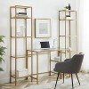 3pc Aimee Desk and Etagere Set Soft Gold - Crosley: Glass Surface, Steel Frame, Open Storage Shelf - 2 of 4