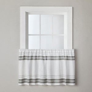 SKL Home By Saturday Knight Ltd Slate Stripe Curtain Tier Pair - 2-Pack - White - 1 of 4