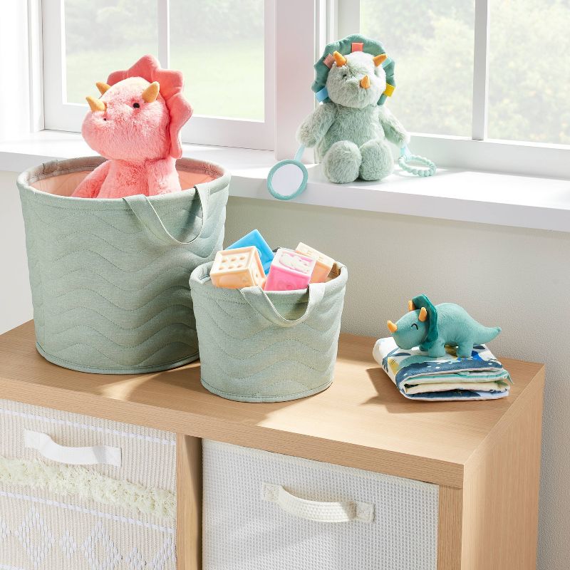 Quilted Fabric Small Round Storage Basket - Green - Cloud Island&#8482;, 3 of 6