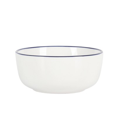Oslo White Porcelain Dinnerware Set with Blue Rim, Service for 4