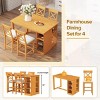 60" Farmhouse Counter Height Dining Table Set with Storage Shelves and Upholstered Chairs for 4, Brown Wood 5-Piece Kitchen Set -3irtyhousy - 2 of 4