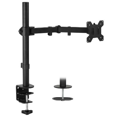 Mount-It! Single Monitor Arm Mount | Desk Stand | Full Motion Height Adjustable Articulating Tilt | Fits 13 - 32 Inch | C-Clamp and Grommet Base