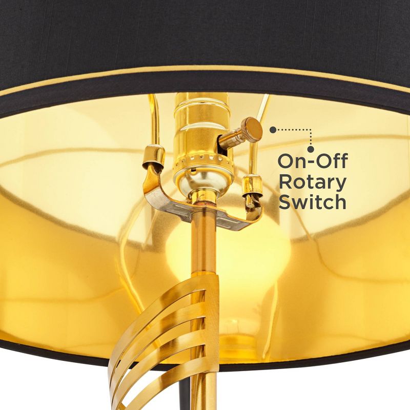 Possini Euro Design Lyrical Modern Table Lamp 32 1/4" Tall Sculptural Gold Ribbon Twist Black Fabric Drum Shade Bedroom Living Room Bedside Nightstand, 5 of 10