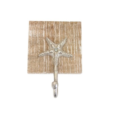 Beachcombers 7" WOOD/METAL STARFISH WALL HOOK
