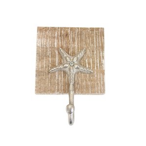 Beachcombers 7" WOOD/METAL STARFISH WALL HOOK - 1 of 2