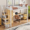 TIRAMISUBEST Twin Size Metal Loft Bed with Desk, Storage Bed Frame with Shelf, Wardrobe and Storage Staircase - 2 of 4