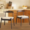 FONTOI Woven Accent Stools Set of 2, Armchair Upholstered Chair with Wood Legs for Kitchen Living Room, Brown&White, 22"*22.8"*30.3" - 4 of 4