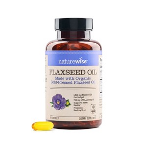 NatureWise Flaxseed Oil Fish Free Omega 3 6 9 with ALA - Made With Organic Flaxseed Oil - Cold Pressed, Non-GMO - 1 of 4