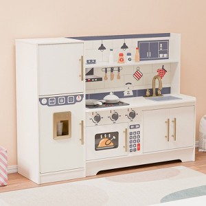 Karl Home Wooden Pretend Kitchen Playset With Refrigerator, Oven, And Sink - 1 of 4