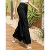 Coolmee Women's Pant Wide Leg High Waist Pants Loose Elastic Smocked Waist Flowy Pant With Belt - 4 of 4