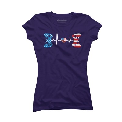 Junior's Design By Humans July 4th Flag Heartbeat Video Gamer By Ujangkasep T-Shirt