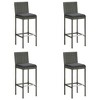 vidaXL Bar Stools - Counter Height Stool 4 Pcs - Gray Poly Rattan - Cushions Included - 2 of 4