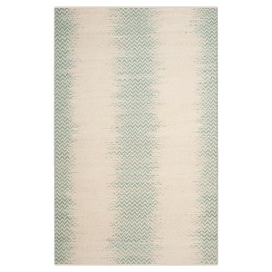 Light Green/Ivory Abstract Loomed Area Rug - (4