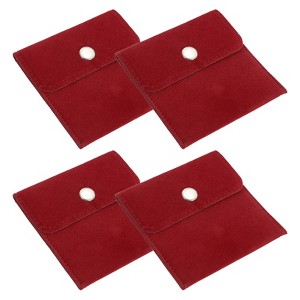 Unique Bargains Earrings Necklaces Rings Velvet Pouches Snap Button Portable Jewelry Storage Bag 4 Pcs - 1 of 4