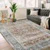 Washable Vintage Rug Non Slip Low Pile Rug Soft Throw Floor Cover Floral Foldable Indoor Carpet for Living Room Bedroom Playroom Nursery - 3 of 4
