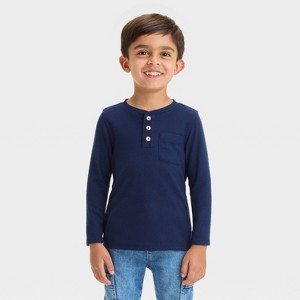 Toddler Boys' Long Sleeve Waffle Knit Henley T-shirt - Cat