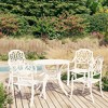 vidaXL Bistro Set Patio Table and Chair Bistro Table Outdoor Cast Aluminum - White 5 Piece Set - 2 of 4