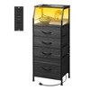 GALAXHERO Dresser with 4 Drawers Tall Nightstand and End Table with Charging Station LED Light, Fabric Bins, Wood Shelf, USB Ports and Outlets - 2 of 4