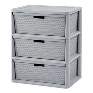 Wide 3 Drawer Cross-Weave Tower Cement - 1 of 4