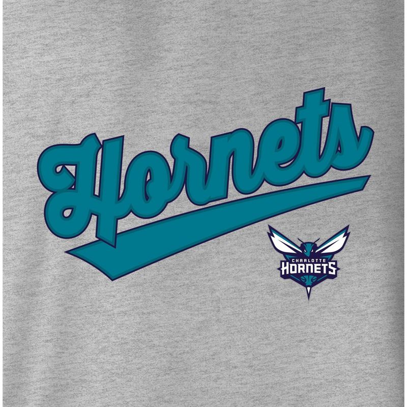 NBA Charlotte Hornets Women&#39;s Gray Long Sleeve Team Slugger Crew Neck T-Shirt, 4 of 5