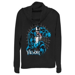 Juniors Womens Marvel Venom Retro Web Cowl Neck Sweatshirt - 1 of 3