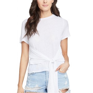 Rachel Roy Womens Cropped Tie Front Basic T-Shirt - 1 of 1