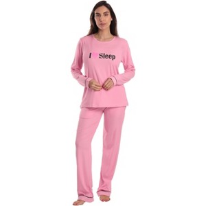 Just Love Women’s Cotton Pajama Set – Long Sleeve Top & Sleep Pants with Pockets – Soft Jersey Knit - 1 of 3