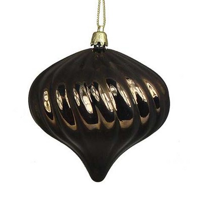 Northlight 4ct Shiny Swirl Shatterproof Onion Drop Christmas Ornament Set 4" - Brown