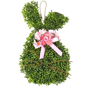 The Lakeside Collection Faux Boxwood Bunny Door Hanger - 1 of 4