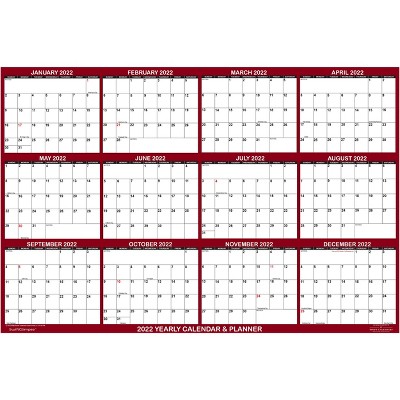 2022 Dry Erase Wall Calendar 48"x72" Maroon - SwiftGlimpse