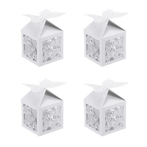 Unique Bargains Durable Paper Hollow Design Bright Color Elegant Appearance Gift Box 2"x2"x3.1" 25 Packs - 1 of 4