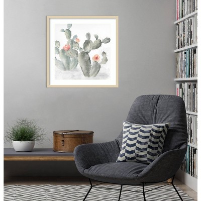 Cactus Garden Gray Blush III 25"x25" Svelte Natural Wood Framed Wall Art