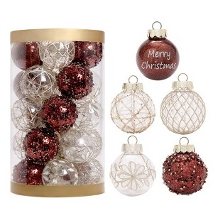 25Pcs Christmas Balls Ornaments Set, Shatterproof Christmas Tree Decorations Hanging Baubles for Holiday Wedding Party, 2.36 Inch - 1 of 4