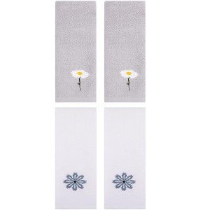 REGALWOVEN 4 Pcs Cotton Soft Absorbent Floral Pattern Hand Towel 13" x 30" - 1 of 4