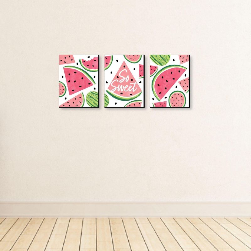 Big Dot of Happiness Sweet Watermelon - Fruit Kitchen Wall Art and Kids Room Decor - 7.5 x 10 inches - Set of 3 Prints, 3 of 8