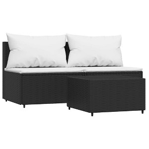 vidaXL Patio Lounge Set Black Frame, White Cushions - 1 of 4