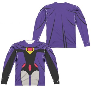 Men's Teen Titans Go Raven Uniform (Front Back Print) Long Sleeve Costume T-Shirt - 1 of 4
