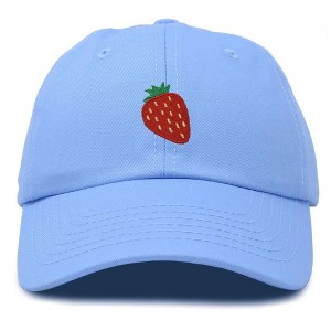 Dalix Strawberry Embroidered Cotton Dad Hat Fruit Adjustable Casual Baseball Cap Nature Womens - 1 of 4