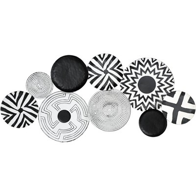 Newhill Designs Abstract Discs 45 1/4" Wide Black and White Metal Wall Art