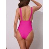 INSPIRE CHIC Women's Deep V Plunge Monokini Backless Bikini Set, Wide Strap Slimming Swimwear Bathing Suit 1 Set - 3 of 4