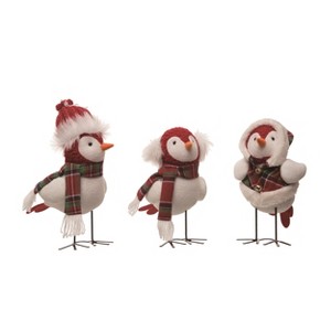 Transpac Plush Standing Bird Set of 3 Christmas Home Decorations - 1 of 1