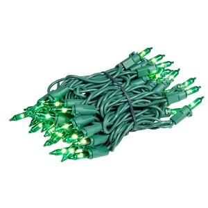 Novelty Lights RetroGlo® LED Mini Lights Connectable 50 Light Green Wire 11 Feet Long - 1 of 4