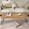 Ash Wood Finished Coffee Table With Metal Hairpin Legs,Easy Assembly Tea Table,Rectangle Coffee Table,Coffee Tables For Living Room-Cuddlewood - 2 of 4