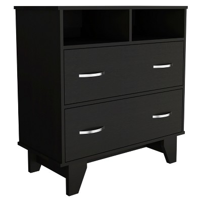 NicBex 2 Drawers Dresser for Bedroom with 2 Open Shelves,Chest of Drawers with White Metal Handle,Storage Dressers for Bedroom