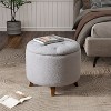 NicBex Round Storage Ottoman Stool with Lid, Teddy Fabric Ottoman with Storage for Living Room, Bedroom & Entryway - 2 of 4