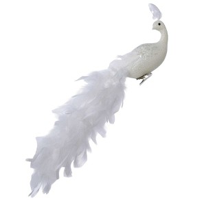 Kurt Adler White Feather and Glitter Long Tail Phoenix Clip Ornament, 18" - 1 of 1