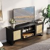 TV Stand for TVs Up to 70", Rattan Entertainment Center with 2 Cabinets & Open Shelf - 4 of 4
