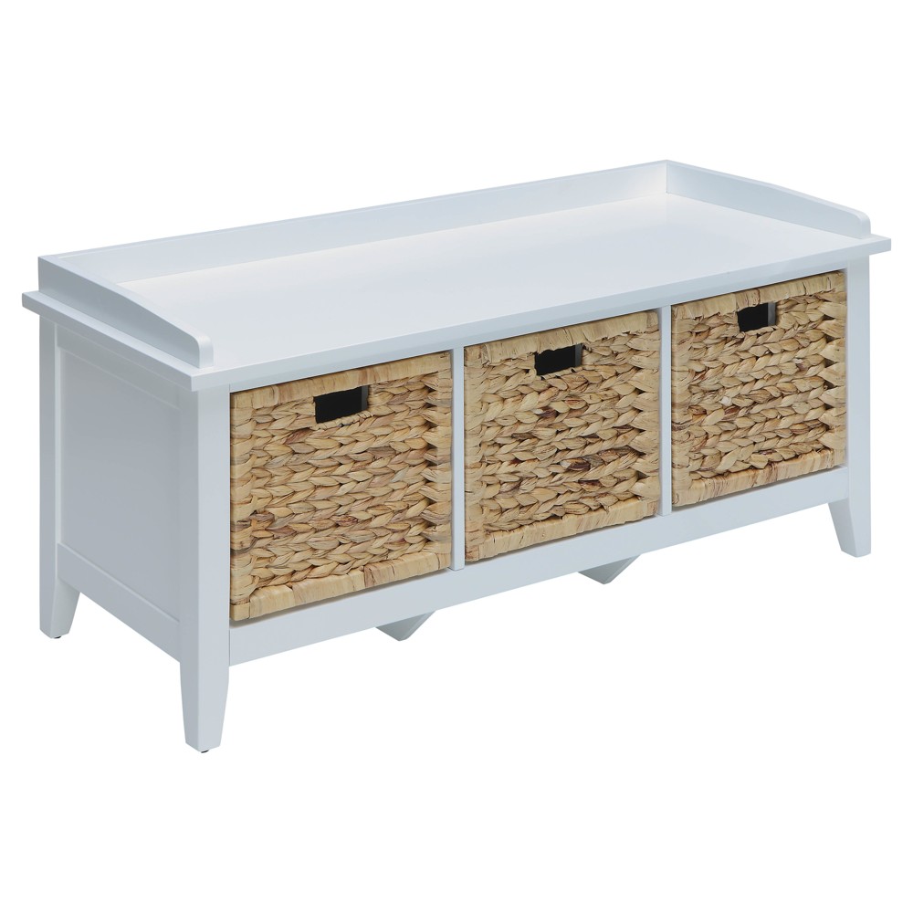 Storage Bench White - Acme Furniture: Rectangular Wood Composite, 250lb Capacity, Bedroom Organizer